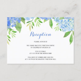 Hydrangea Blue Floral Hochzeitsempfang Begleitkarte