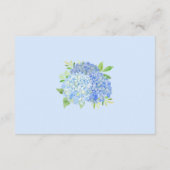 Hydrangea Blue Floral Hochzeitsempfang Begleitkarte (Rückseite)