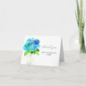 Hydrangea Blue Floral Rustic Wedding Vielen Dank Dankeskarte (Vorderseite)
