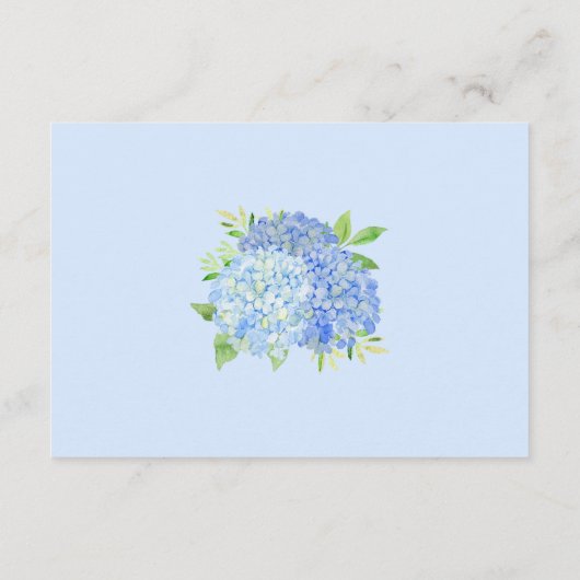 Hydrangea Blue Floral Unterkünfte Begleitkarte (Rückseite)