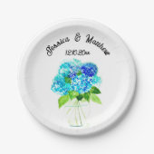 Hydrangea Blue floral Watercolor Hochzeiten Pappteller (Vorderseite)