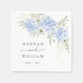 Hydrangea Blue Floral Wedding Paper Napkin Serviette (Vorderseite)