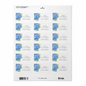 Hydrangea Blue Flowers Babydusche Adresse Adressaufkleber (Vorne)