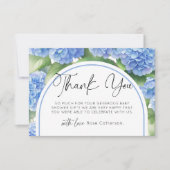 Hydrangea Blue Flowers Babydusche Dankeskarte (Vorderseite)