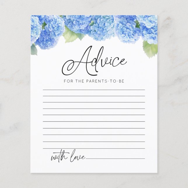 Hydrangea Blue Flowers Beratung Eltern Babydusche (Vorderseite)