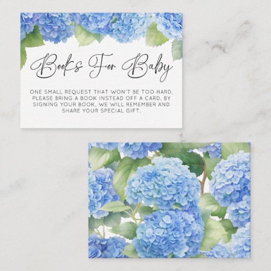 Hydrangea Blue Flowers Bücher für Babydusche Begleitkarte (Vorne/Hinten)