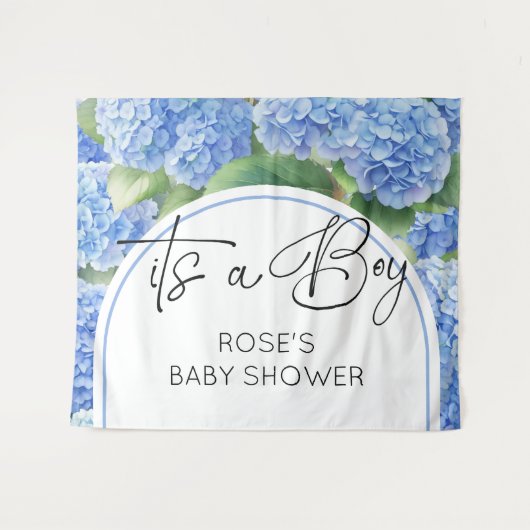 Hydrangea Blue Flowers Es ist ein Junge Wandteppich (Vorderseite (Horizontal))