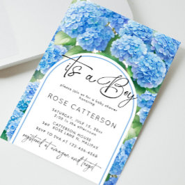 Hydrangea Blue Flowers Es ist eine Baby-Dusche Einladung