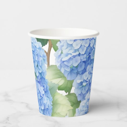Hydrangea Blue Flowers Es ist eine Baby-Dusche Pappbecher (Rückseite)