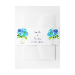 Hydrangea Blue Flowers Floral Elegante Wedding Einladungsbanderole