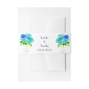 Hydrangea Blue Flowers Floral Elegante Wedding Einladungsbanderole