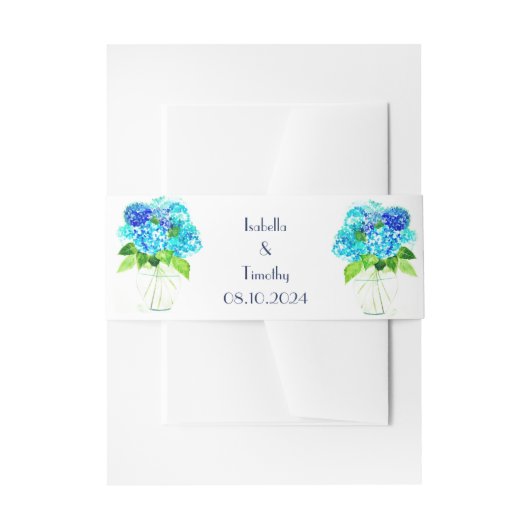 Hydrangea Blue Flowers Floral Elegante Wedding Einladungsbanderole (Vorderseite Beispiel)