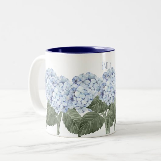 Hydrangea Blue Flowers Kontrast Tasse (Vorderseite Links)