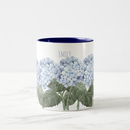 Hydrangea Blue Flowers Kontrast Tasse (Mittel)
