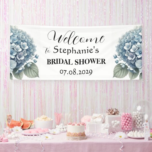 Hydrangea Blue Flowers Rustisches Brautparty Banner (Party)