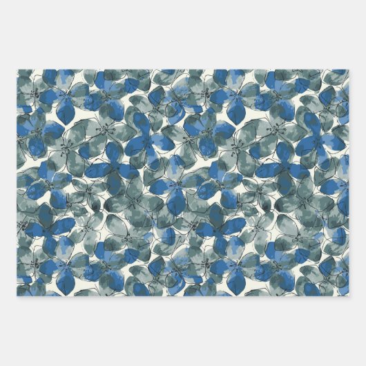 Hydrangea Blue Geschenkpapier Set (Vorderseite)