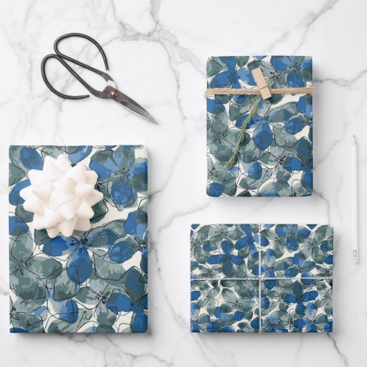 Hydrangea Blue Geschenkpapier Set (Vorderseite)