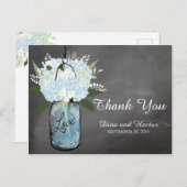 Hydrangea Blue Mason Jar Chalkboard | Vielen Dank Postkarte (Vorne/Hinten)