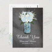 Hydrangea Blue Mason Jar Chalkboard | Vielen Dank Postkarte (Vorne/Hinten)