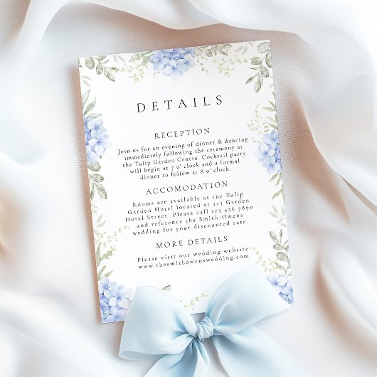 Hydrangea Blue Wedding Details Enclosure Card Begleitkarte