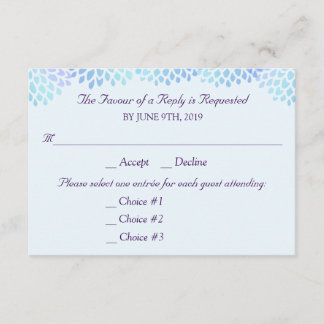 Hydrangea Blue Wedding Response UAWG 3 Entrees RSVP Karte