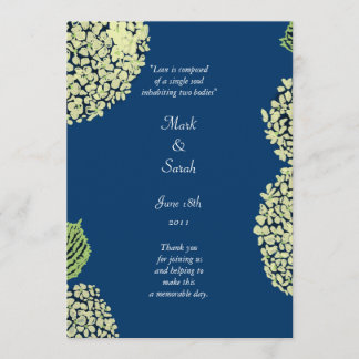 Hydrangea Blueberry Wedding Program Programm