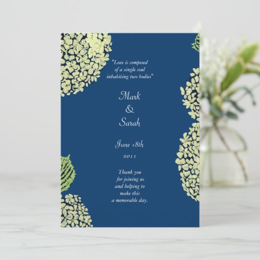 Hydrangea Blueberry Wedding Program Programm (Stehend Vorderseite)