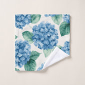 Hydrangea Blues Floral Watercolor Botanical Blooms Badhandtuch Set (Waschlappen)