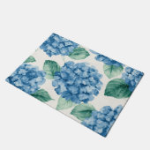 Hydrangea Blues Floral Watercolor Botanical Blooms Fußmatte (Schrägansicht)