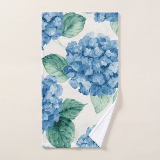 Hydrangea Blues Floral Watercolor Botanical Blooms Handtuch (Handtuch)