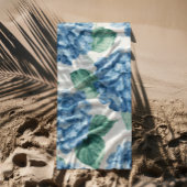 Hydrangea Blues Floral Watercolor Botanical Blooms Strandtuch