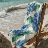 Hydrangea Blues Floral Watercolor Botanical Blooms Strandtuch