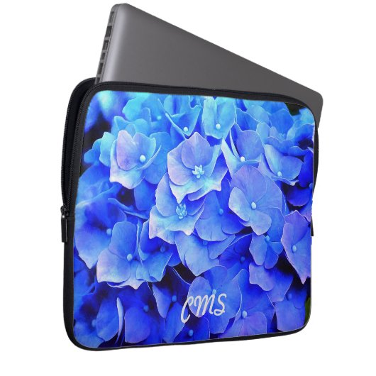 Hydrangea Blues Personalisiert Laptopschutzhülle (Vorne Rechts)