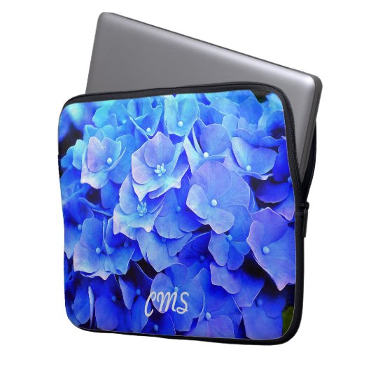 Hydrangea Blues Personalisiert Laptopschutzhülle (Vorderseite Links)
