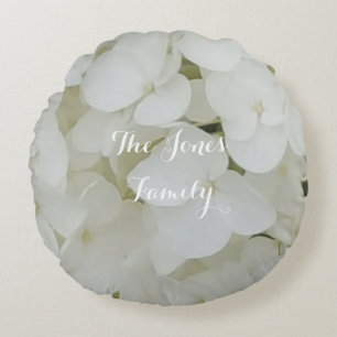 Hydrangea-Blume Bläserweißes Blossom Elegant Rundes Kissen