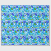 Hydrangea Blume Blumen Wasserfarbe Rustikaler Krie Geschenkpapier (Flach)