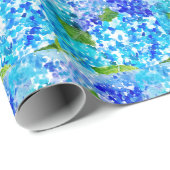 Hydrangea Blume Blumen Wasserfarbe Rustikaler Krie Geschenkpapier (Rolleneckpunkt)