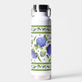 Hydrangea-Blume Botanische Kunstgestaltung Trinkflasche (Vorne)