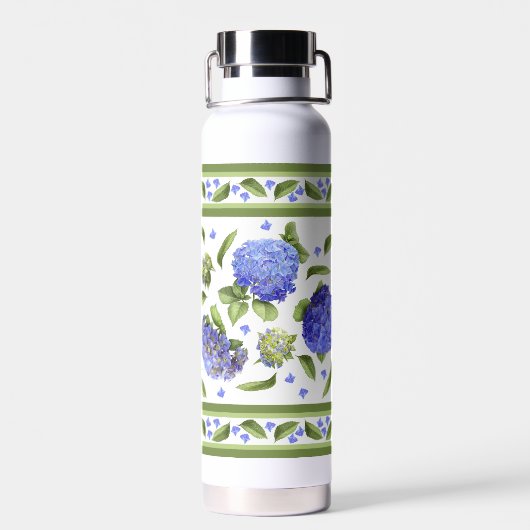 Hydrangea-Blume Botanische Kunstgestaltung Trinkflasche (Rückseite)