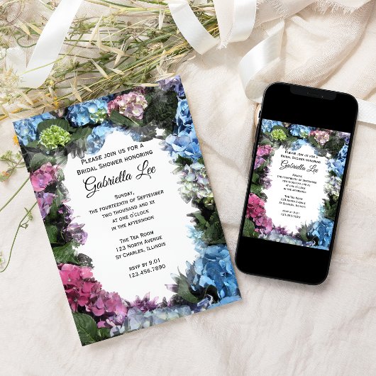 Hydrangea-Blume Brautparty Einladung