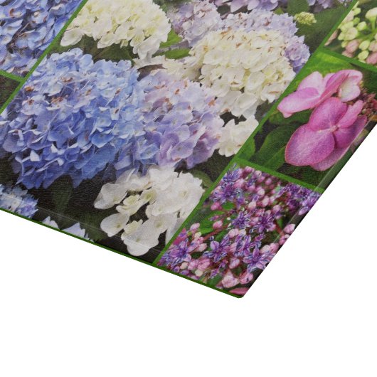 Hydrangea-Blume Collage-11x8-Schneidplatte Schneidebrett (Ecke)
