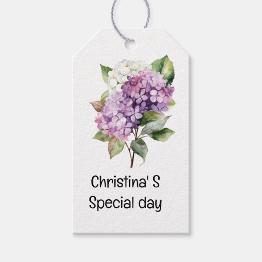 Hydrangea Blume Flora Liebhaber der Wasserfarbe Geschenkanhänger (Vorderseite)