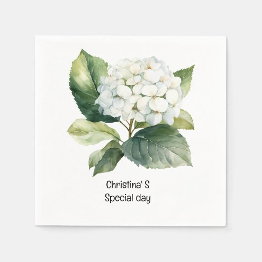Hydrangea Blume Flora Liebhaber der Wasserfarbe Serviette (Vorderseite)