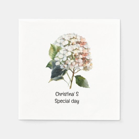 Hydrangea Blume Flora Liebhaber der Wasserfarbe Serviette (Vorderseite)