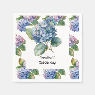 Hydrangea Blume Flora Liebhaber der Wasserfarbe Serviette