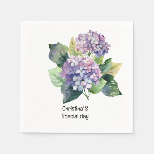 Hydrangea Blume Flora Liebhaber der Wasserfarbe Serviette (Vorderseite)