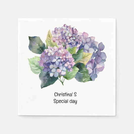 Hydrangea Blume Flora Liebhaber der Wasserfarbe Serviette (Vorderseite)