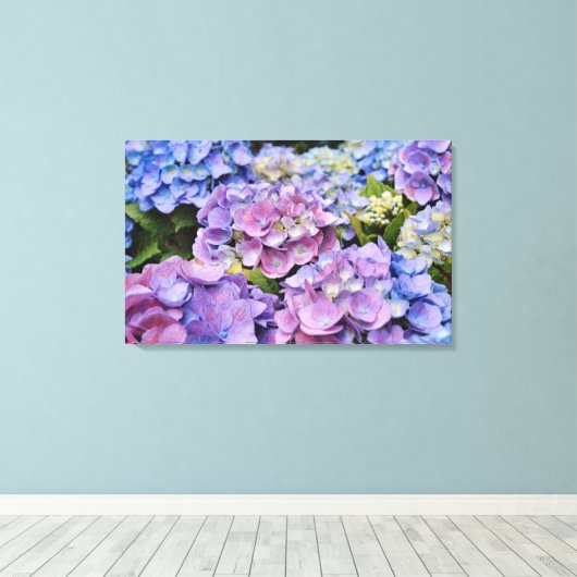 Hydrangea-Blume Fotokunst Leinwanddruck (Insitu (Holzboden))