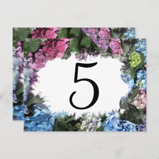 Hydrangea Blume Frame Tischnummern (Vorne/Hinten)