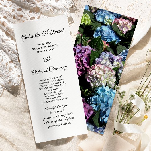 Hydrangea Blume Frame Wedding Program Programm